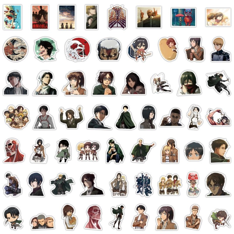 Anime Cosplay And Costumes - 60Pcs Attack on Titan Anime Stickers