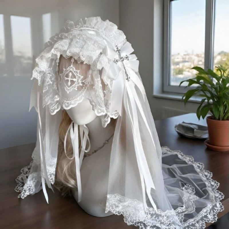 Anime Cosplay Nun - Gothic Dark Angel Black/White Veil Subculture