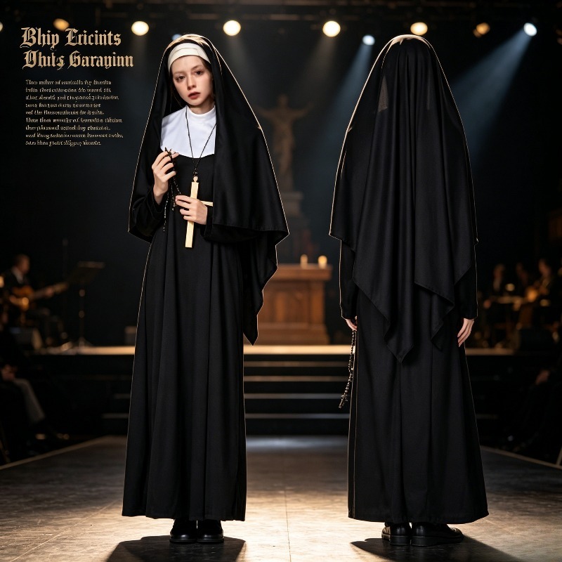 Nun Costume Black Long Dress H - Anime Cosplay Nun recension och pris
