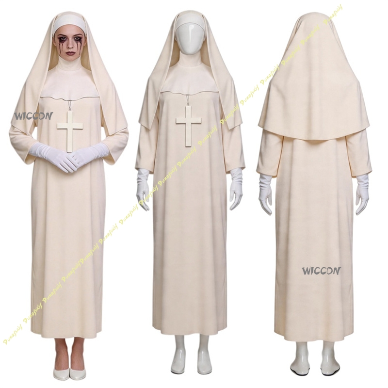 Off White Nun Cosplay Costume  - Anime Cosplay Nun recension och pris