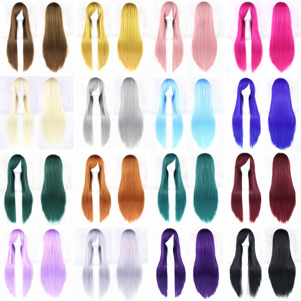 80cm Long Straight Natural Hai - Cosplay Anime White Hair recension och pris